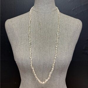 36-inch Fresh Water Pearl & Quartz Chip Necklace with Sterling Clasp #5455